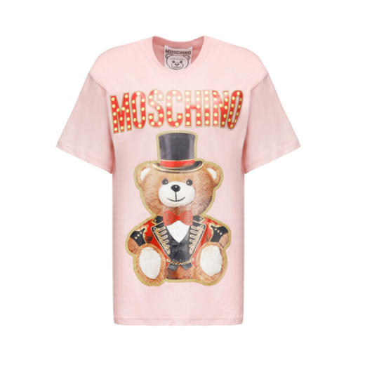 MOSCHINO COUTURE 莫斯奇诺 圣诞熊女士T恤 字母图案 粉色 0702 0540 3224 商品图0
