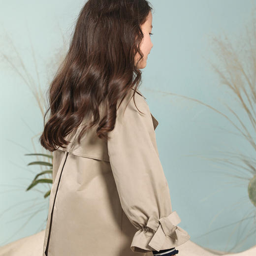 【防水透气棉】mettekids童装蝴蝶结七分袖风衣女童短款春薄外套 商品图3