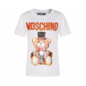MOSCHINO 莫斯奇诺 圣诞熊 字母图案 女士棉质T恤 白色 0708 0540 3001
