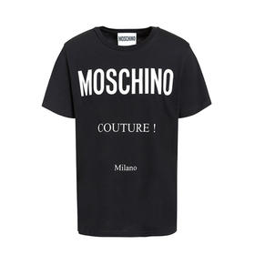 MOSCHINO 莫斯奇诺 女士圆领短袖T恤 字母印花 黑色 0709 0540 2555