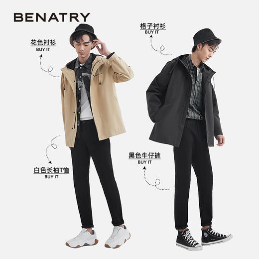 商场同款中长连帽背后字母风衣EAY117001 商品图2