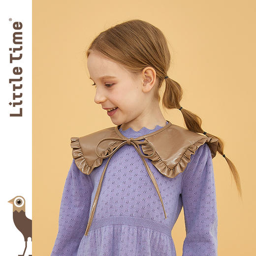 littletime童装荷叶边拼接小披肩 2021春装新款系带可搭假领子 商品图2