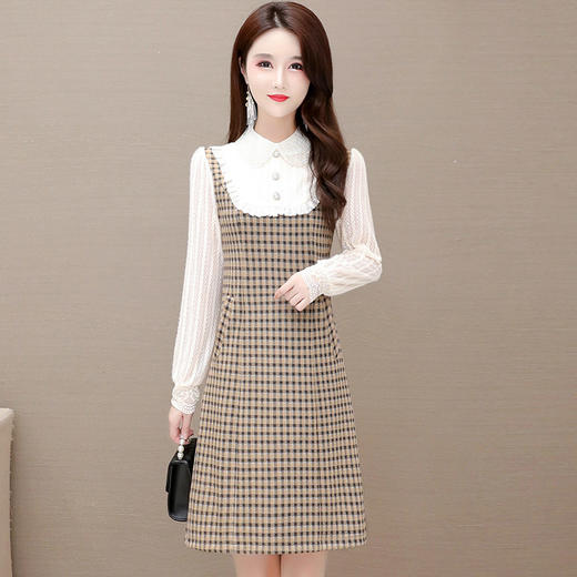 YWE  21CB77气质优雅格子修身显瘦连衣裙 商品图1