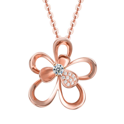 【甄选钻饰】【门店同款】钻石世家 18K金钻石吊坠 花蜜解语花系列 浪漫花朵造型吊坠 送女友送老婆（主石5分）（可搭配项链购买） 商品图2