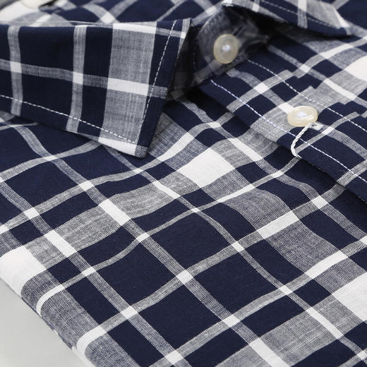 【纯棉蓝白格纹衬衫】 71211017 男士衬衣 商品图4