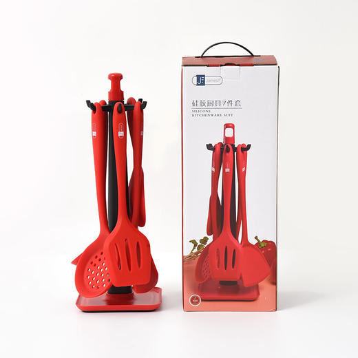 硅胶厨具7件套 胶铲不粘锅专用锅铲耐高温炒菜铲子汤勺家用套装K 商品图2