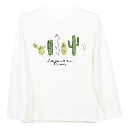 【100%棉】mettekids童装立体仙人掌绣花T恤女童长袖纯棉打底内搭 商品图7