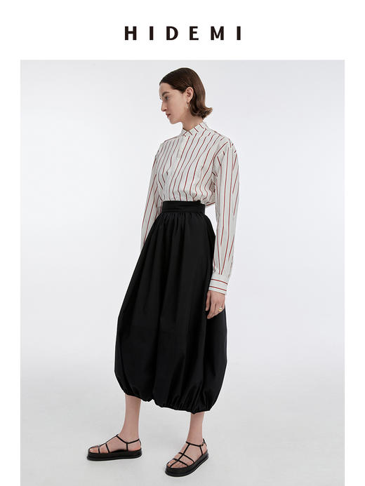 HIDEMI红色条纹简约设计感廓形衬衫 商品图8