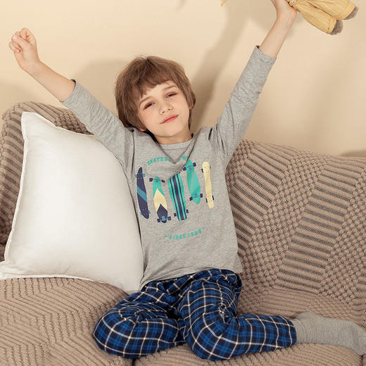 【纯棉抗菌家居套装】童装100%棉家居服套装男童春季新款上衣裤子两件套 商品图2
