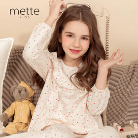 【童装抗菌家居服】mettekids儿童装家居服套装女童星星圆点长袖睡衣裤