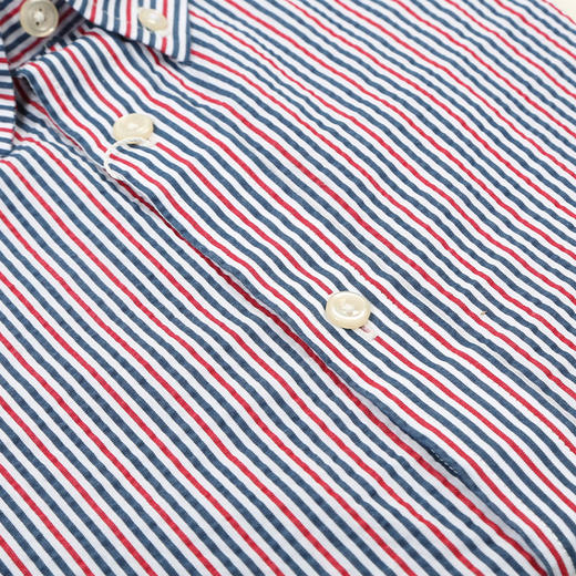 【纯棉红白蓝条衬衫】71211016 男士衬衣 商品图5