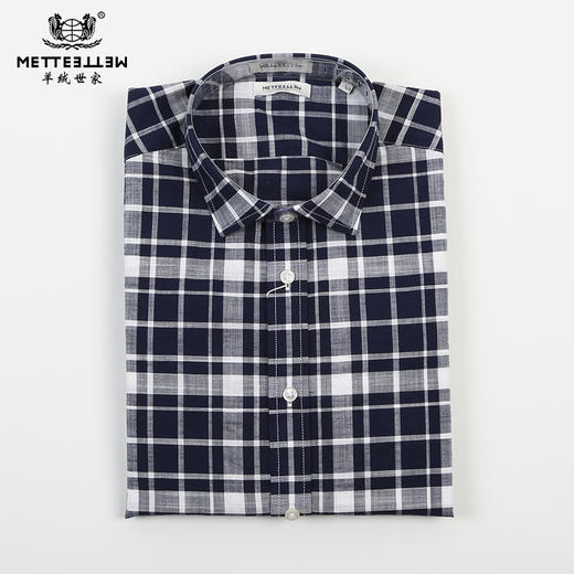【纯棉蓝白格纹衬衫】 71211017 男士衬衣 商品图7