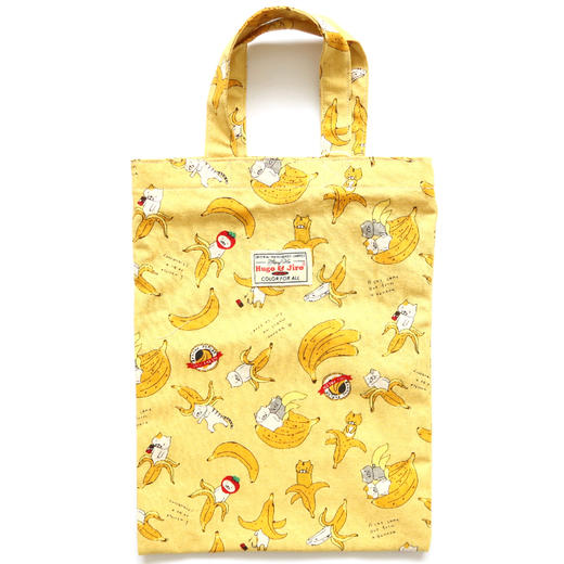 HUJI祤集Ditsy手提袋插画香蕉小猫 商品图0