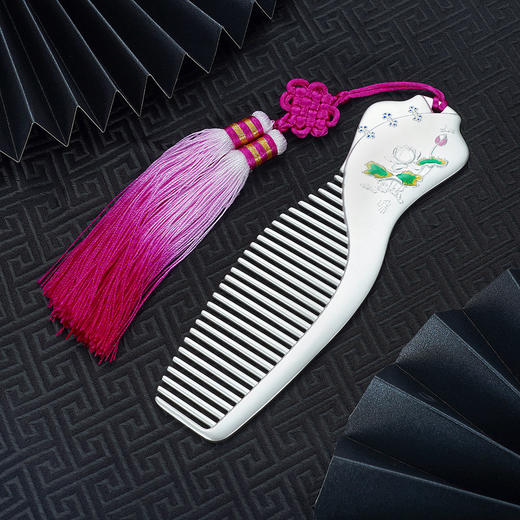S999银远山芙蓉梳子【XLP064】旗袍荷花（不含流苏）2101 商品图0