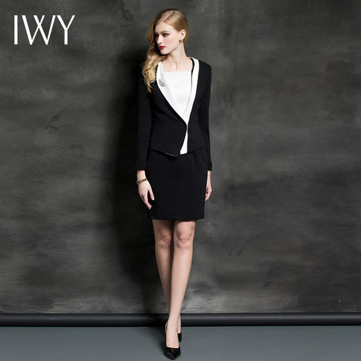 IWY/时尚高端黑白拼色西装连衣裙两件套C0239+Q0109 商品图3