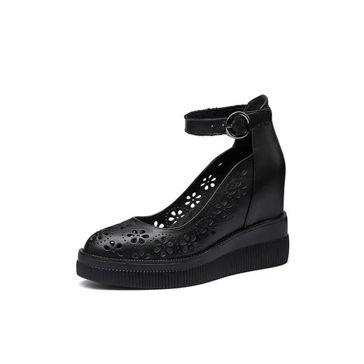 【预售5天】英伦风花朵镂空，坡跟内增高浅口高跟凉鞋HX-5561 商品图7