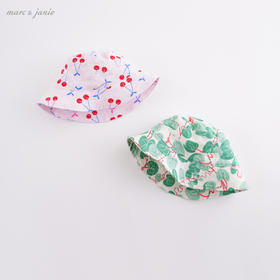 马克珍妮夏装 女童小樱桃100%亚麻遮阳帽 儿童渔夫帽212309