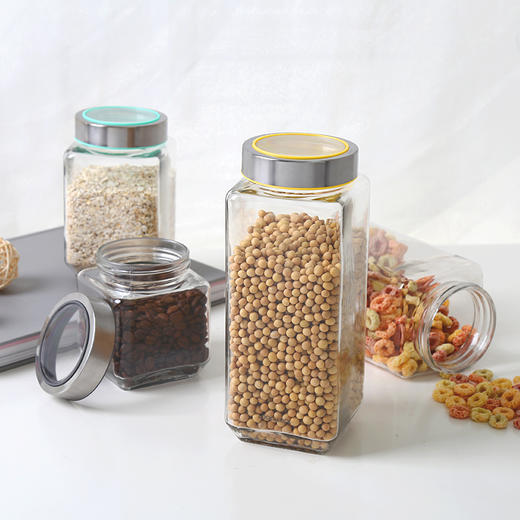乐扣乐扣（LOCK&LOCK）玻璃密封罐食品收纳瓶家用防潮方形透明玻璃瓶杂粮茶叶罐 LLG800组合 商品图3