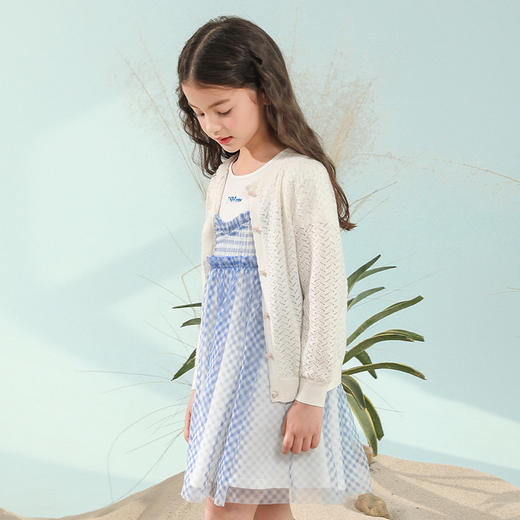 【棉+蚕丝针织外套】童装镂空针织开衫女童春新款短毛衣外套 商品图4