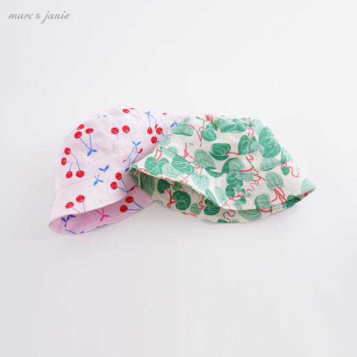 马克珍妮夏装 女童小樱桃100%亚麻遮阳帽 儿童渔夫帽212309 商品图1