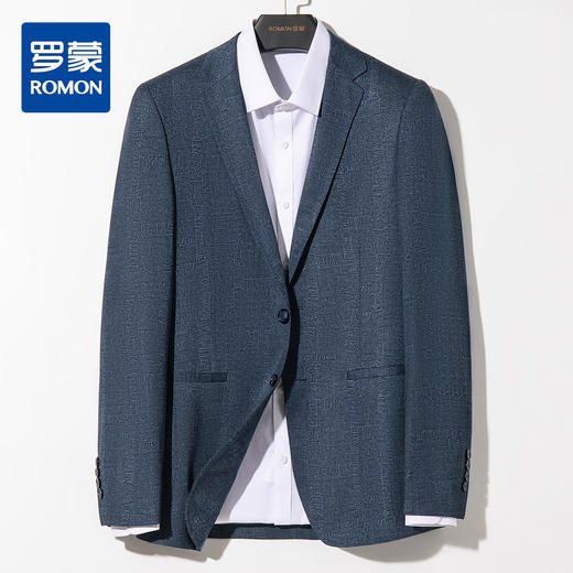 罗蒙西装男外套春夏款休闲暗花潮男弹力小西装单西服开衫 商品图0