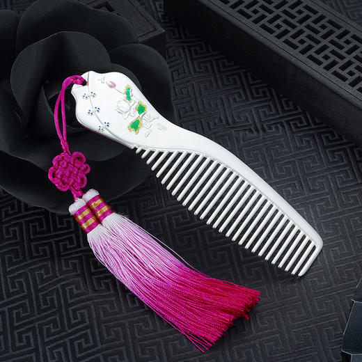 S999银远山芙蓉梳子【XLP064】旗袍荷花（不含流苏）2101 商品图5