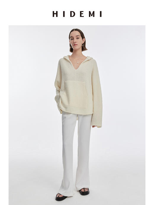 HIDEMI美利奴羊毛系列圈圈纱口袋帽衫 商品图3