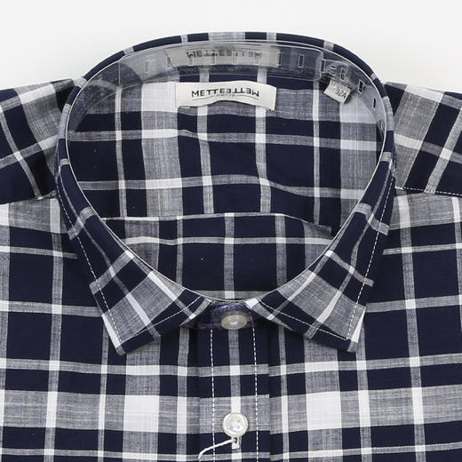 【纯棉蓝白格纹衬衫】 71211017 男士衬衣 商品图3