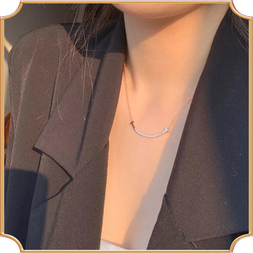 简约时尚项链女微笑钻石锁骨链气质百搭通勤学生送女友款式 商品图2