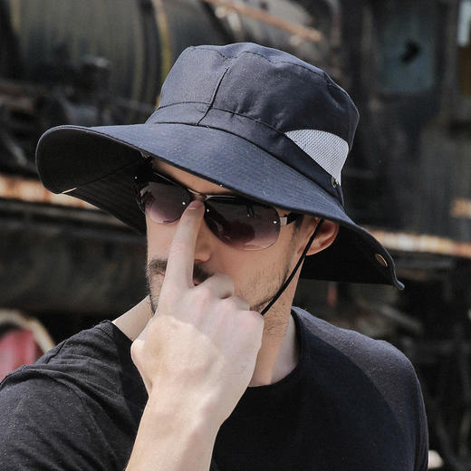 帽子男夏天遮阳帽迷彩渔夫帽太阳帽男士沙滩防晒钓鱼帽男草帽夏季， 商品图2