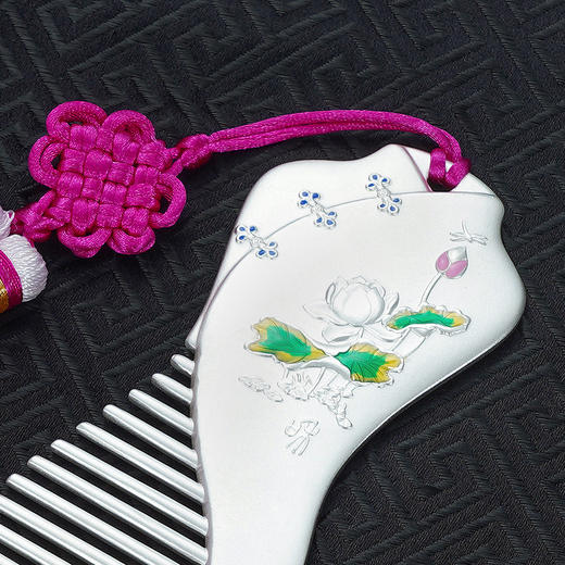 S999银远山芙蓉梳子【XLP064】旗袍荷花（不含流苏）2101 商品图2