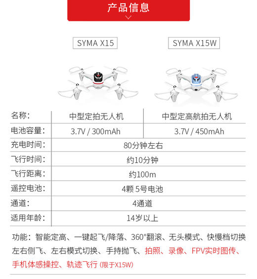 司马SYMA 实时航拍飞行器 X15W 商品图2
