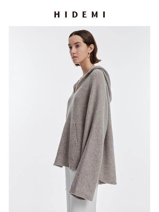 HIDEMI美利奴羊毛系列圈圈纱口袋帽衫 商品图9