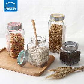 乐扣乐扣（LOCK&LOCK）玻璃密封罐食品收纳瓶家用防潮方形透明玻璃瓶杂粮茶叶罐 LLG800组合