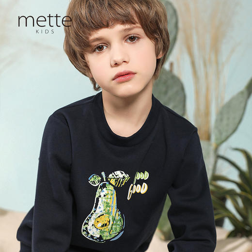 【透气弹力棉】mettekids童装圆领长袖印花卫衣男童春季新款T恤 商品图0