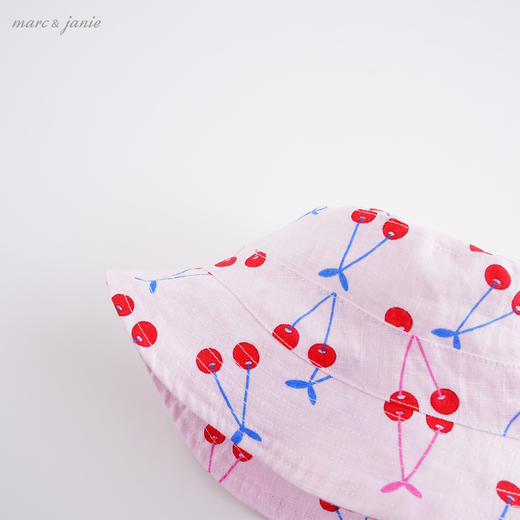 马克珍妮夏装 女童小樱桃100%亚麻遮阳帽 儿童渔夫帽212309 商品图5