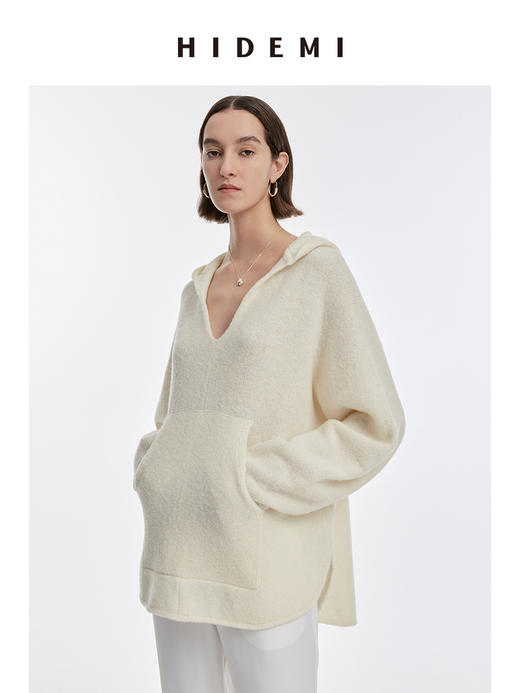 HIDEMI美利奴羊毛系列圈圈纱口袋帽衫 商品图1