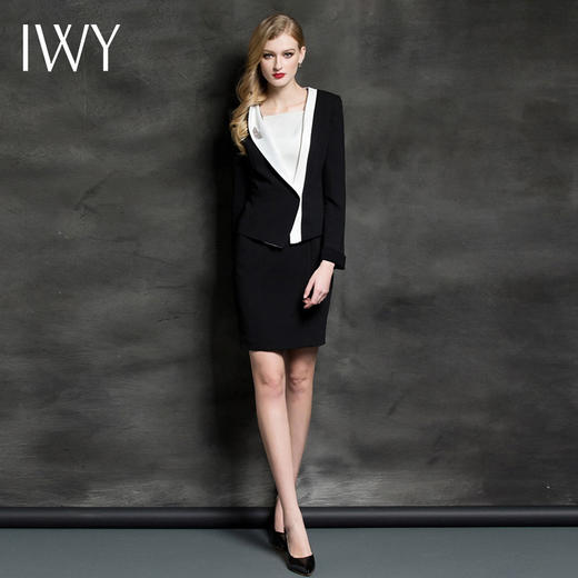 IWY/时尚高端黑白拼色西装连衣裙两件套C0239+Q0109 商品图2