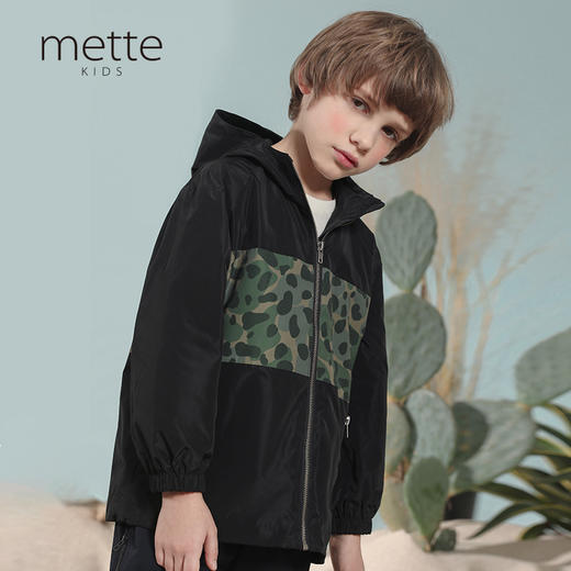 【防风吸汗】mettekids童装拼接连帽风衣男童春季新款休闲短外套 商品图0