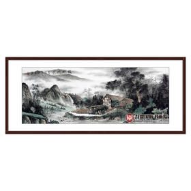 李泽江《故乡风情》68*178cm 山水横幅作品 办公室/客厅挂画