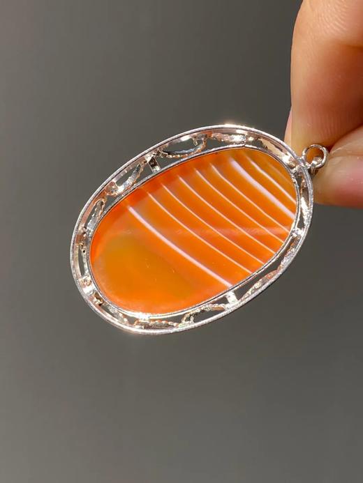 天然缠丝玛瑙镶银吊坠， 顺丰包邮 商品图6