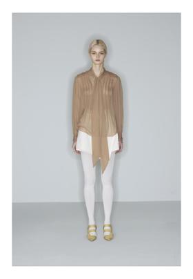 肩袖蕾丝拼接衬衫