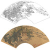 工笔画白描底稿 山水扇面小品 明 陈洪绶-《林亭清话图》-多种白描尺寸可选-SR03 商品缩略图0