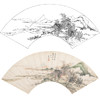工笔画白描底稿 扇面小品 清 王鉴 山水图 SR41 商品缩略图0