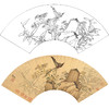 工笔画白描底稿 花鸟扇面小品 明 陈洪绶-《林亭清话图》-多种白描尺寸可选-SR02 商品缩略图0