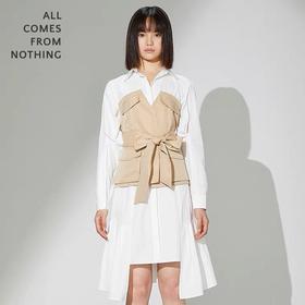 风衣拼接袖部开衩衬衫裙