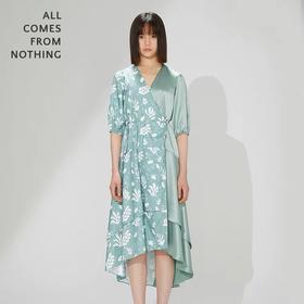 马蒂斯珊瑚印花围裹连衣裙