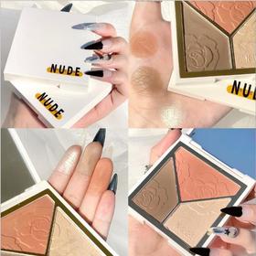 nnuedwe鹿德高光修容盘三色一体盘粉鼻影阴影鼻影侧影亚光小奥丁