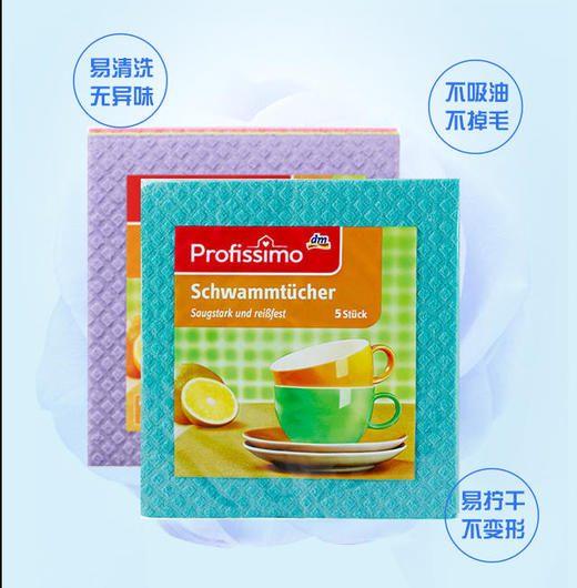 德国dmprofissimo厨房百洁布万用清洁布洗碗布去油污抹布1包5片（新老包装随机发货） 商品图1