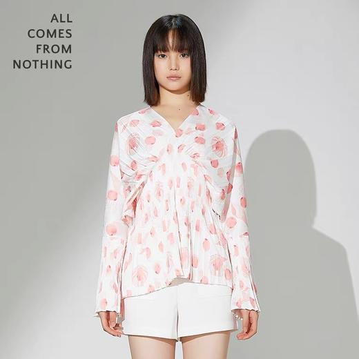 贝壳圆点扇形百褶上衣 商品图0